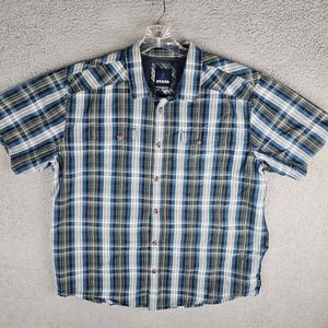 Prana Mens Shirt Size XXL Plaid Short Sleeve Button Up Pockets 2X Outdoor